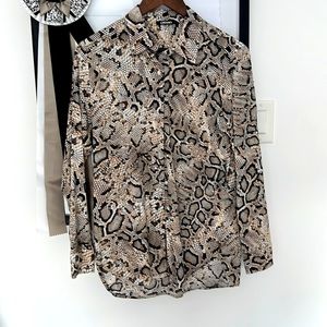 Olsen Snake Print Button Up Shirt Blouse
